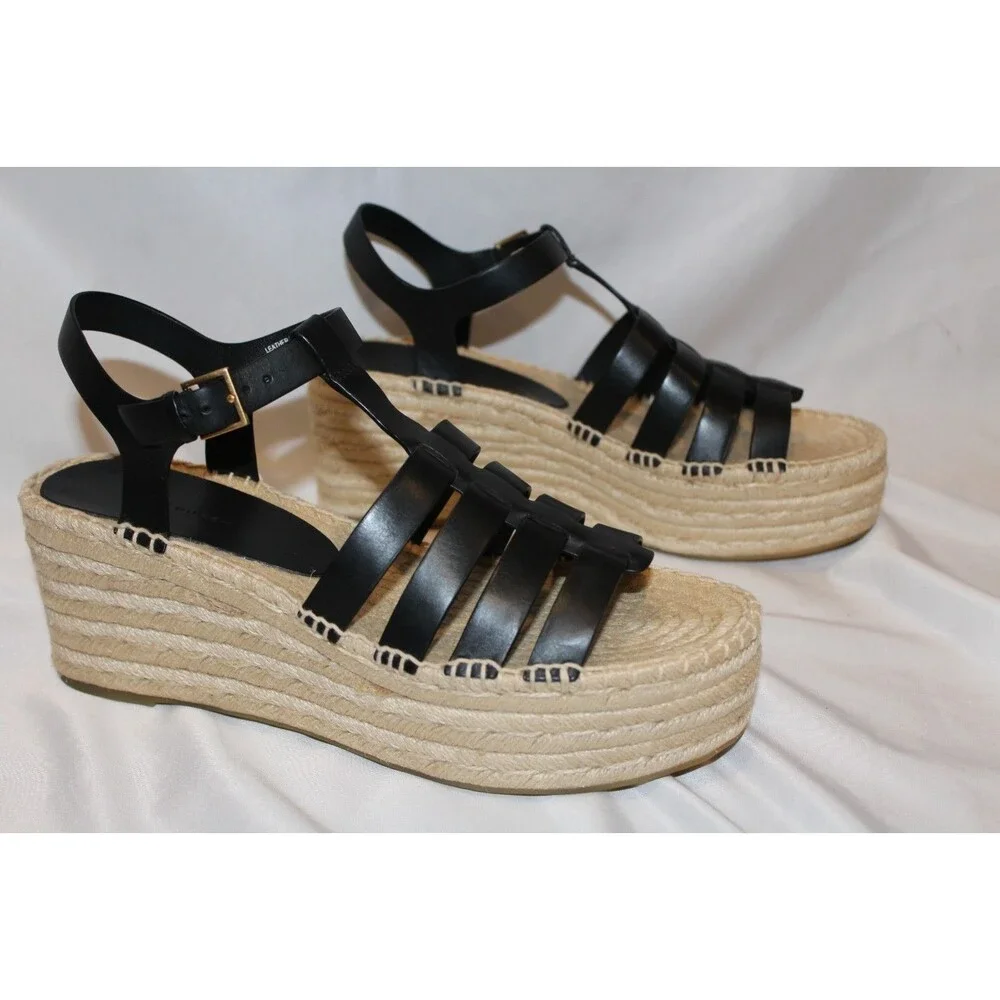 TORY‎ BURCH WOMEN'S STRAPPY FISHERMAN ESPADRILLE SANDALS BLACK NIB $278